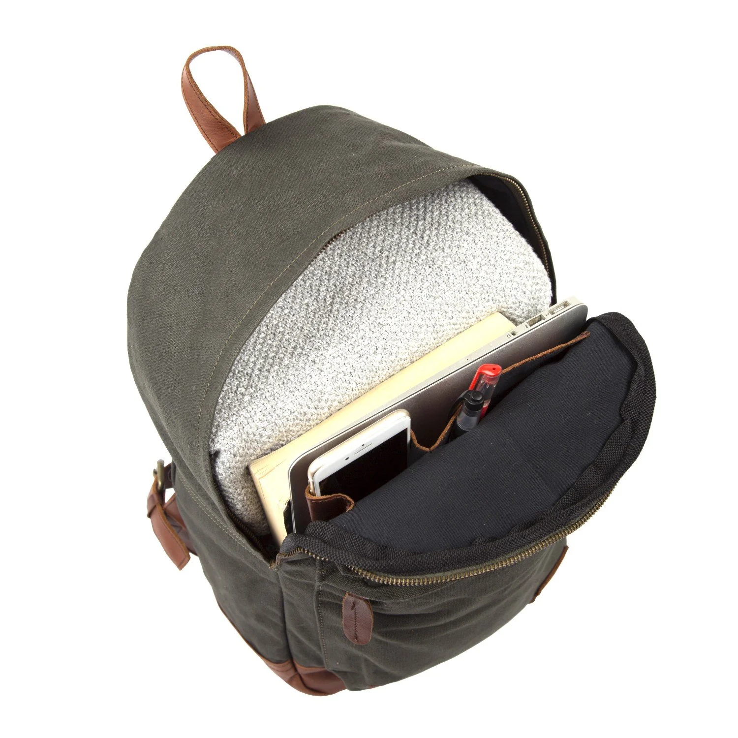 The Classic Backpack - Green Canvas - Image 6