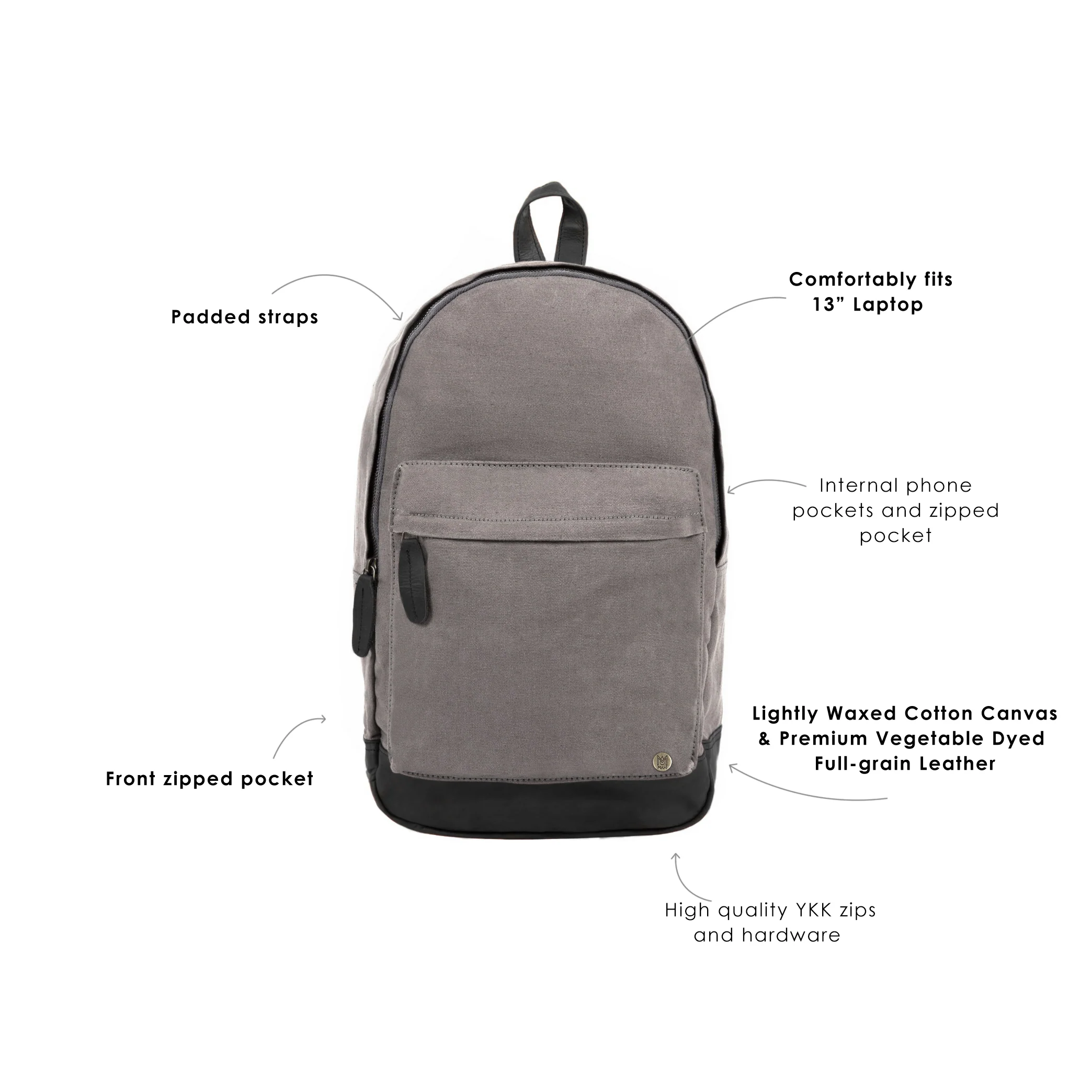 The Classic Backpack - Grey Canvas - Image 3