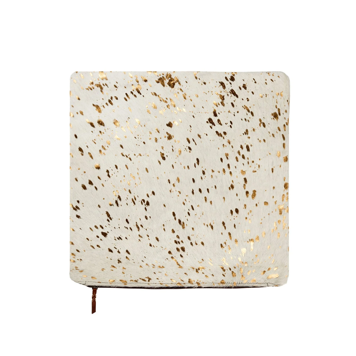 Cream & Copper Metallic Cowhide Cushion Cover - Image 3