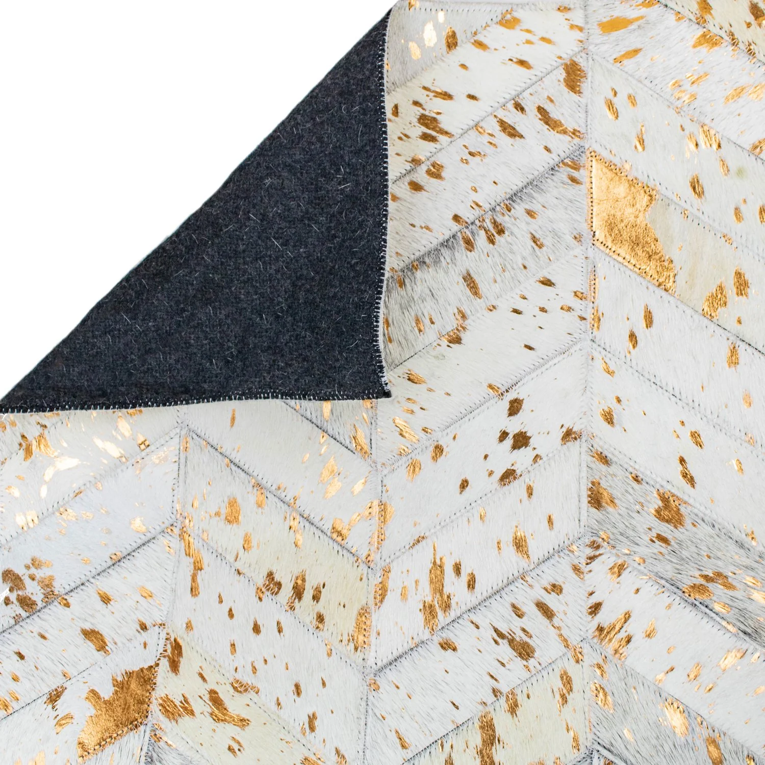 Cream & Gold Herringbone Rug - Image 5