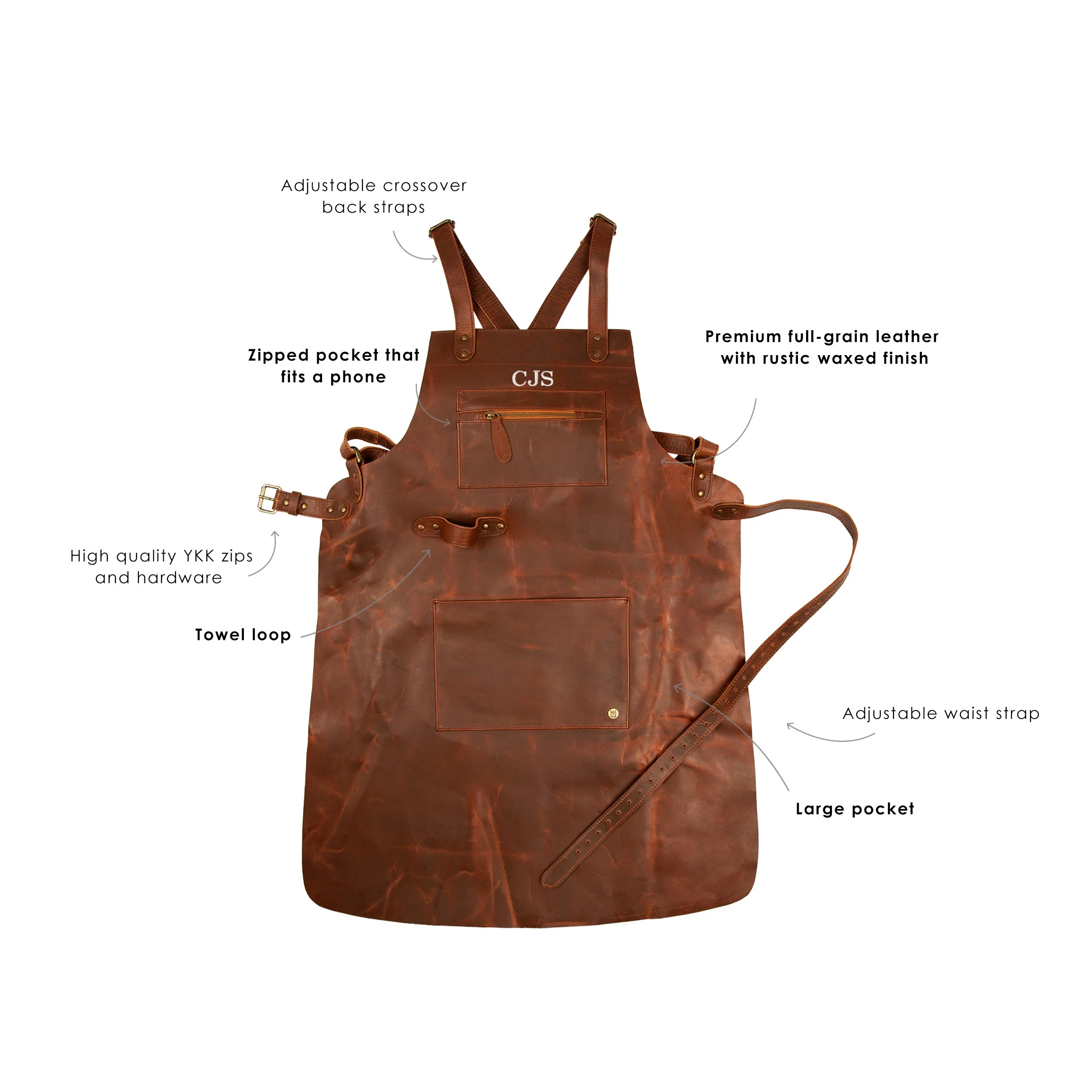 Cross Back Leather Apron - Image 5