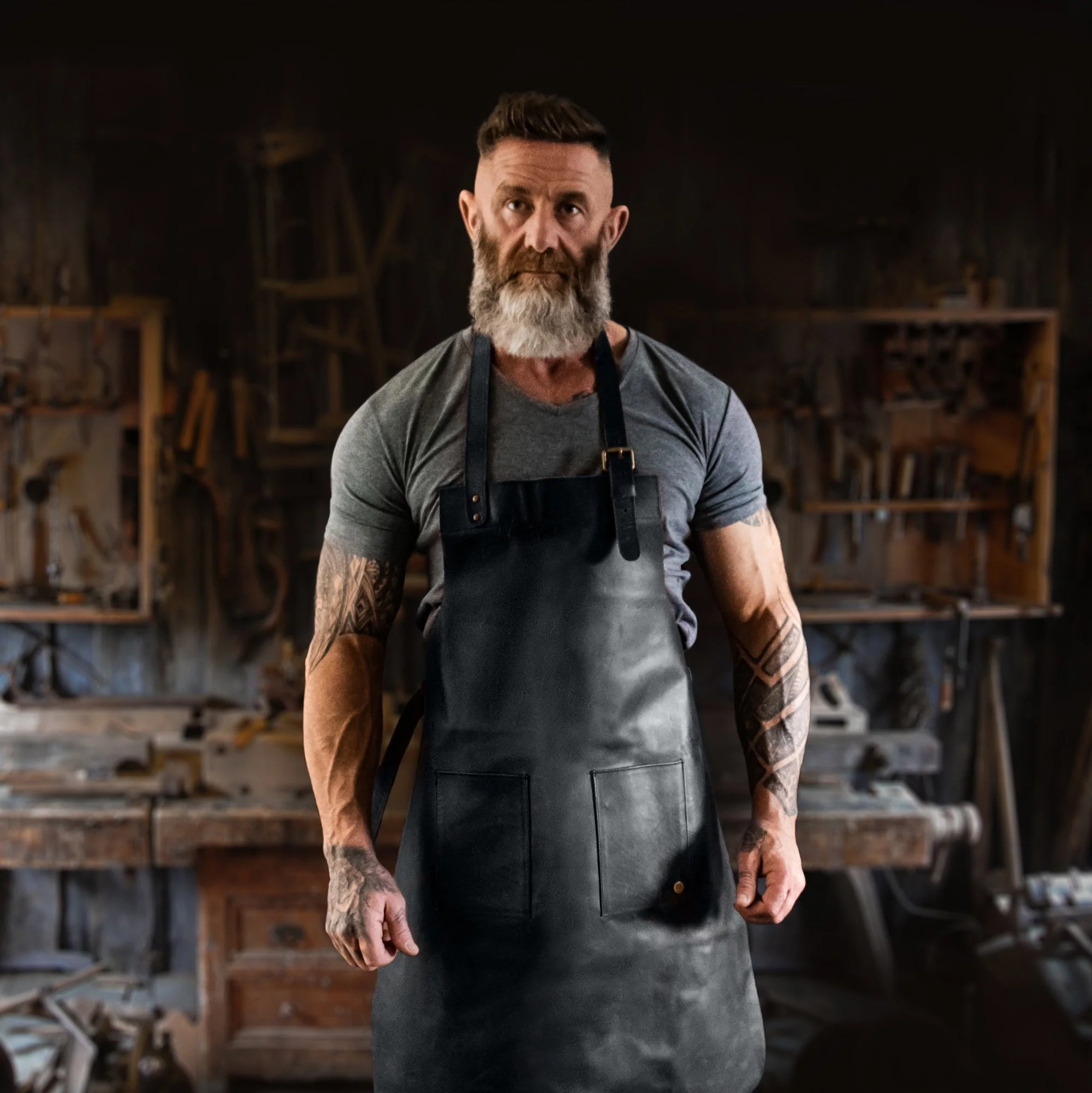 Double Pocket Leather Apron - Image 6