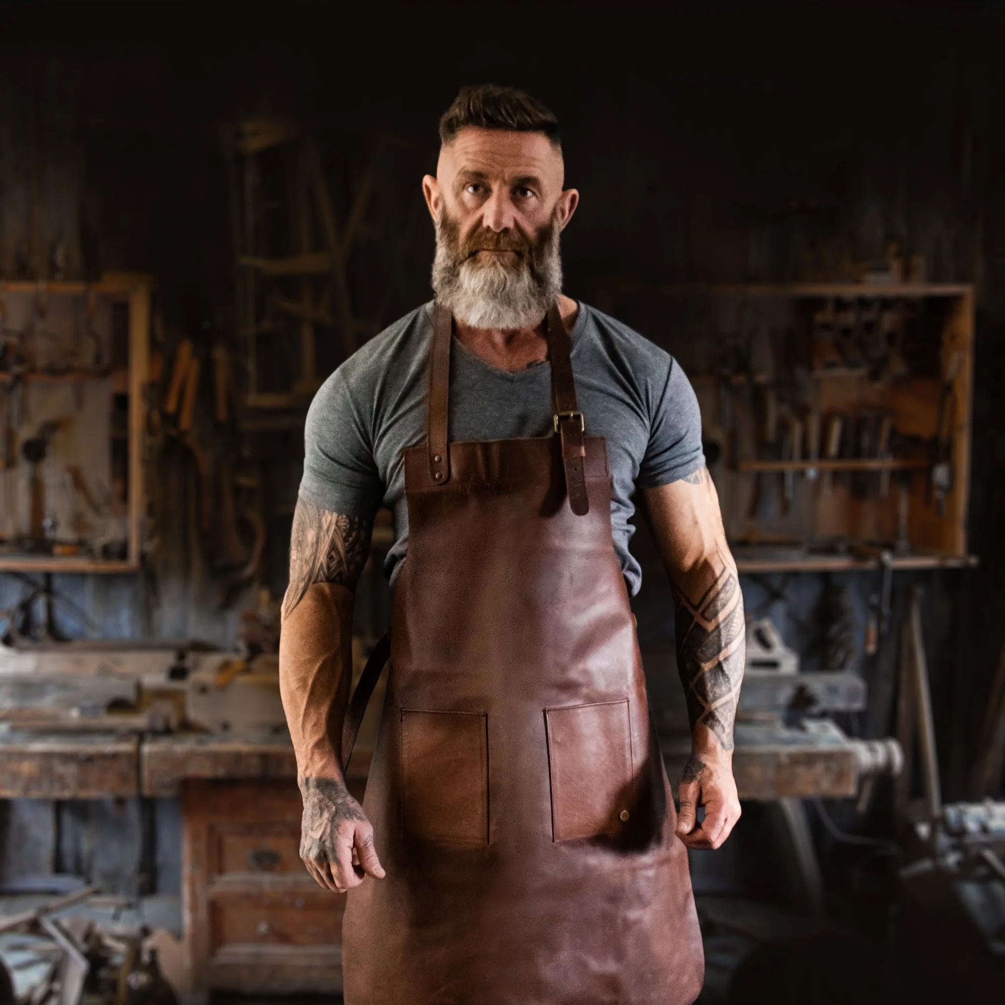 Double Pocket Leather Apron - Image 7