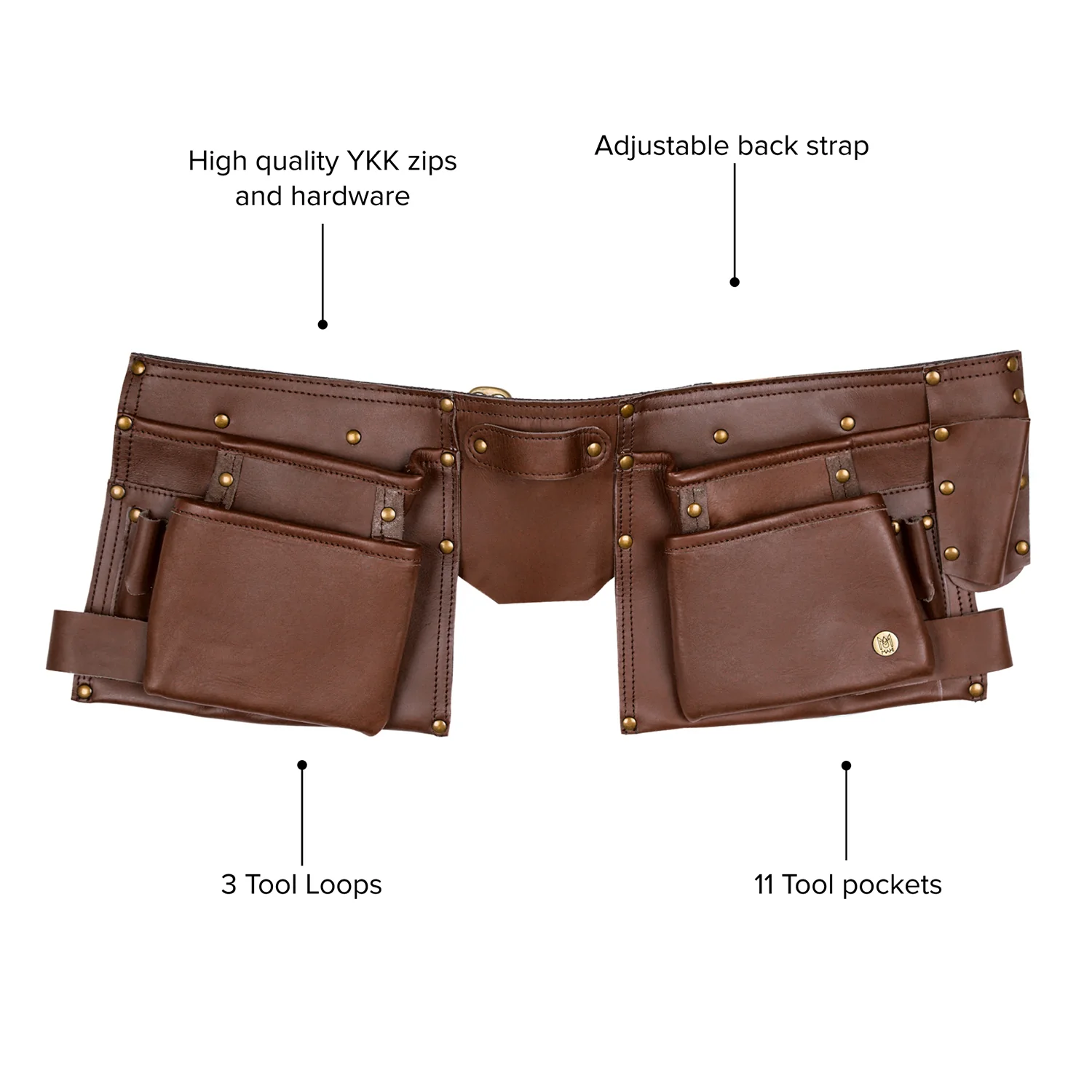 Laser Personalized Brown Leather Tool Belt - Image 4