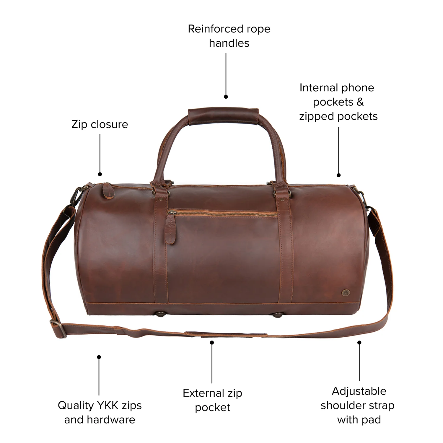 Laser Personalized Leather Duffle Bag - Image 6