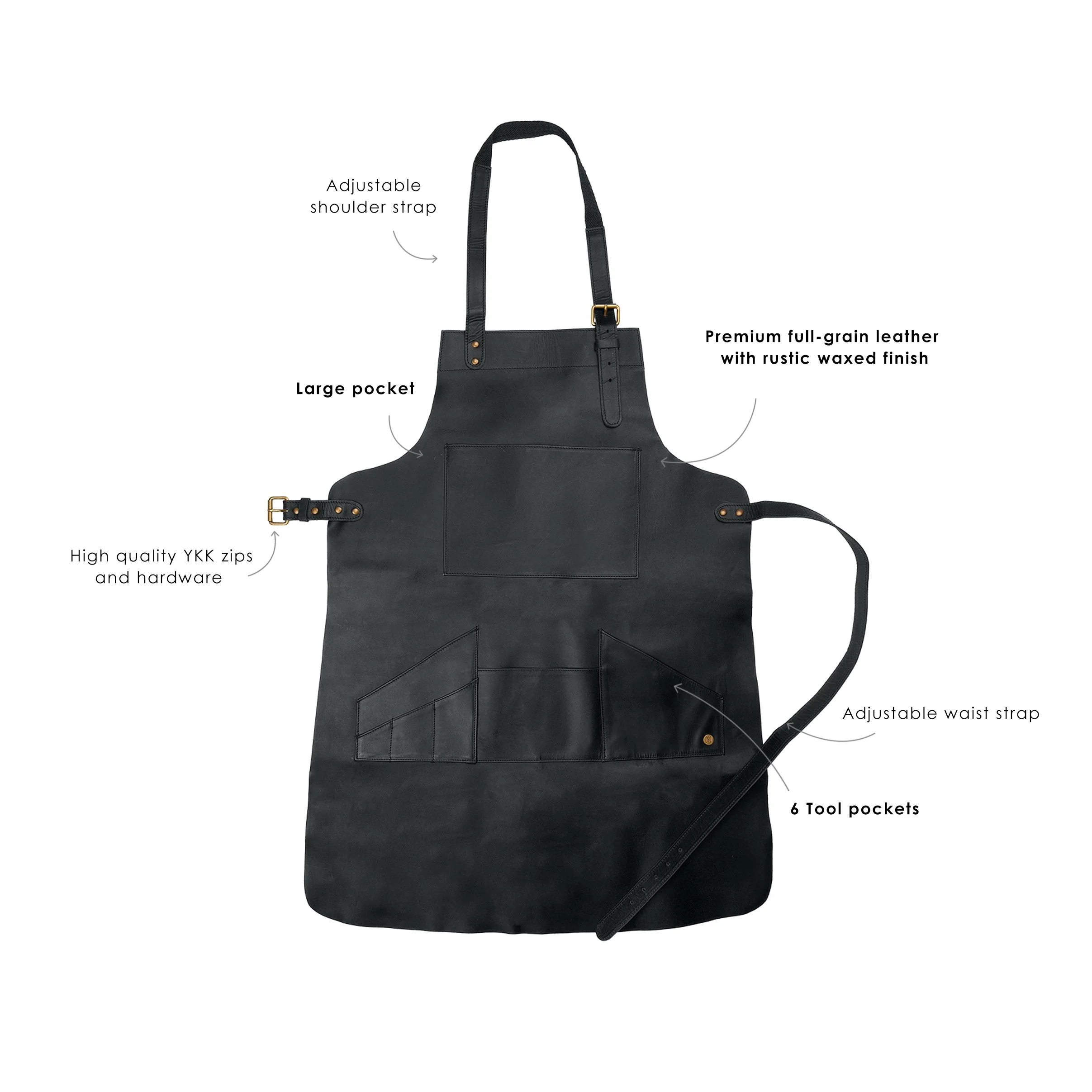 Long Multi-Pocket Leather Apron - Image 5