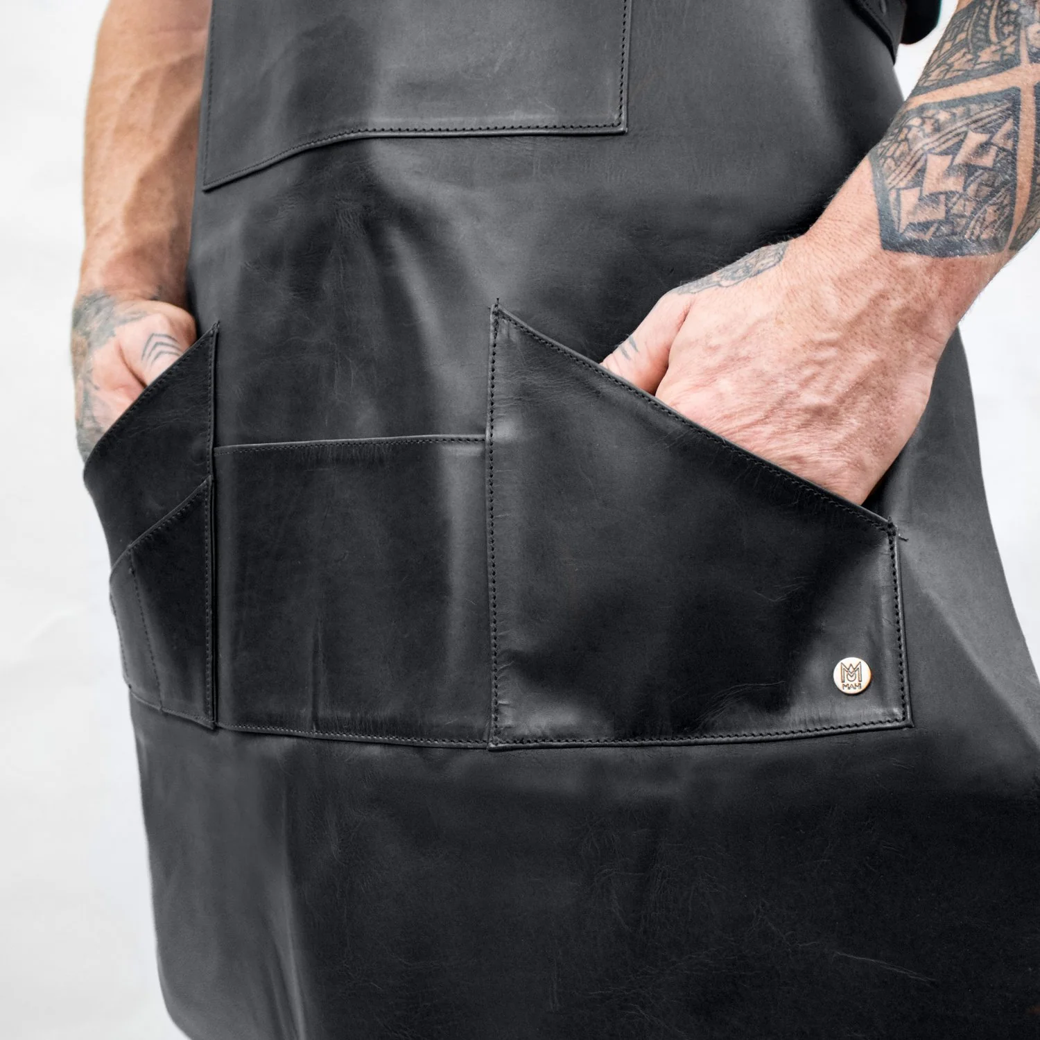 Long Multi-Pocket Leather Apron - Image 8