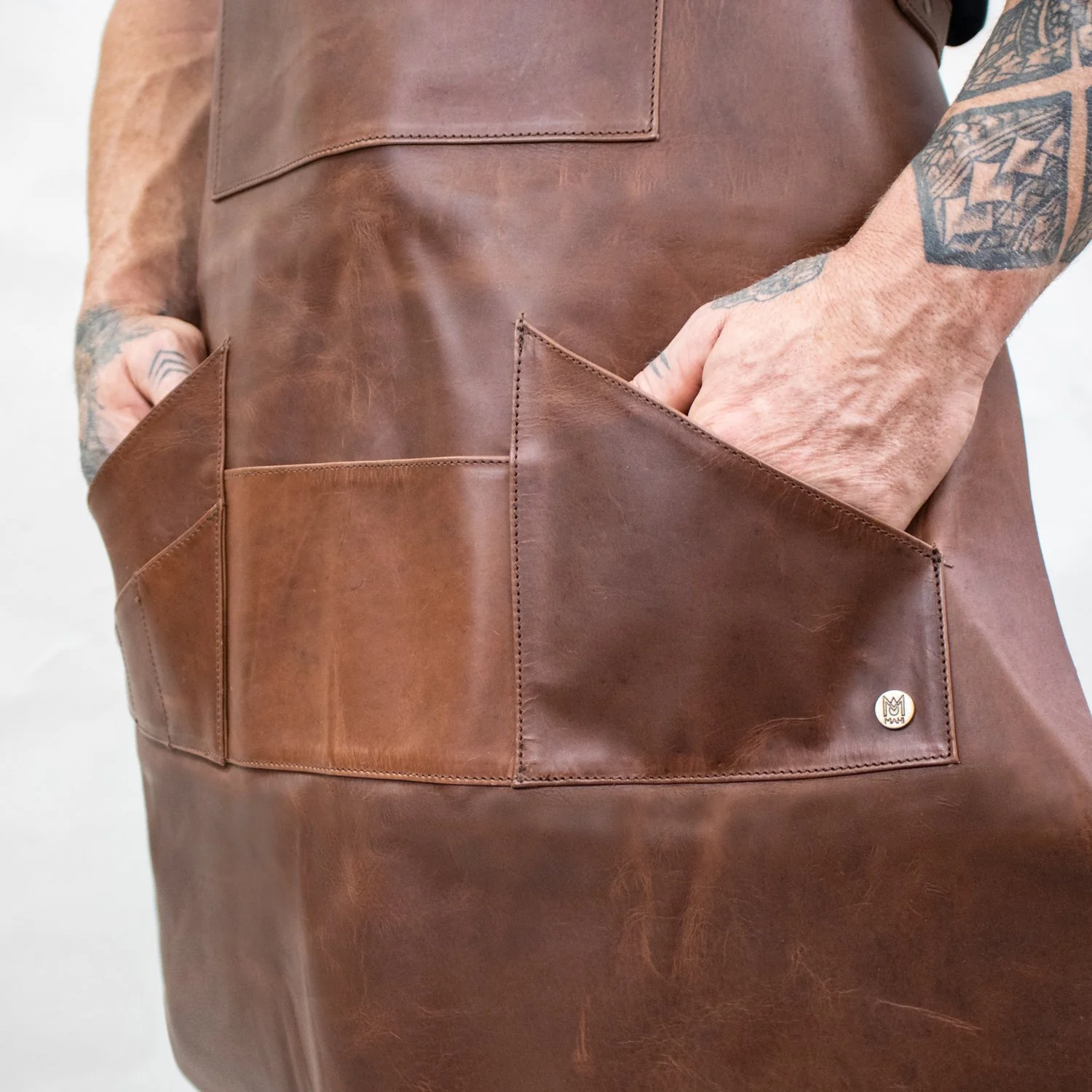Long Multi-Pocket Leather Apron - Image 8
